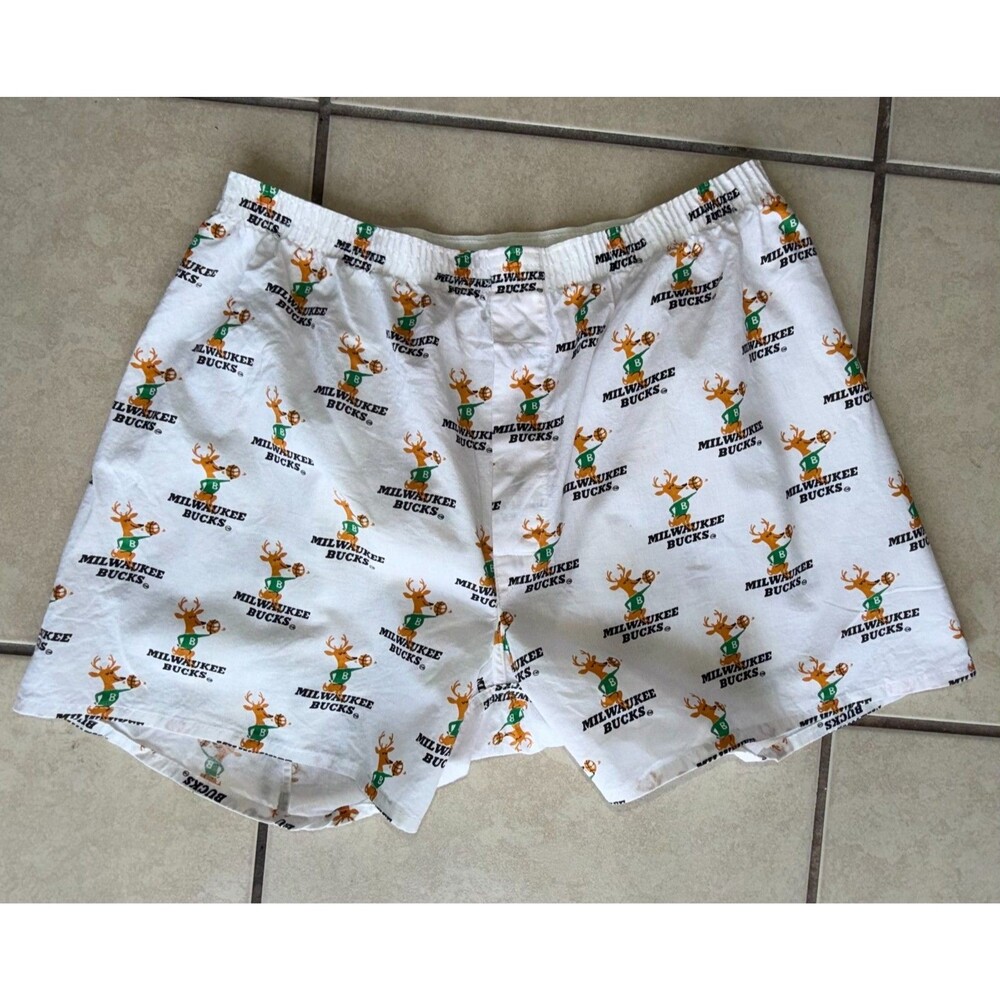 Vtg 90s Milwaukee Bucks Boxers Large 38-40 Made in USA NBA Retro Loungewear